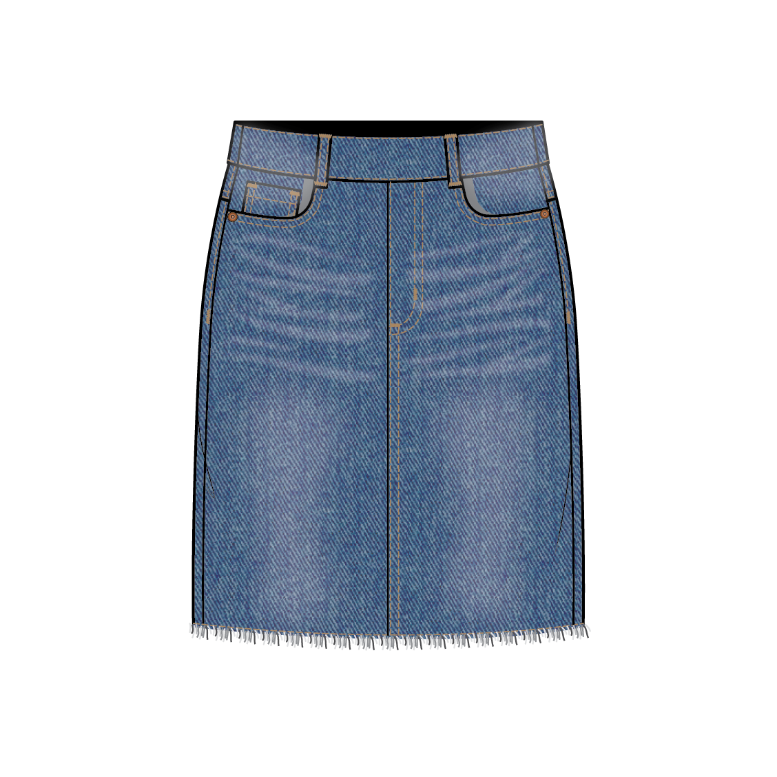 Tribal Denim Skirt 6051O-5100-2343