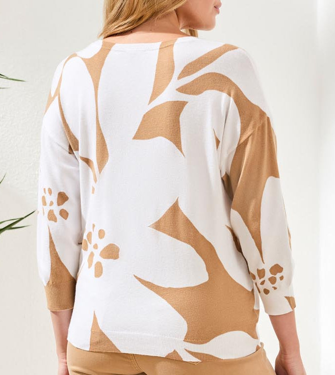 Tribal 3/4 Sleeve Top 21750-8169-1855